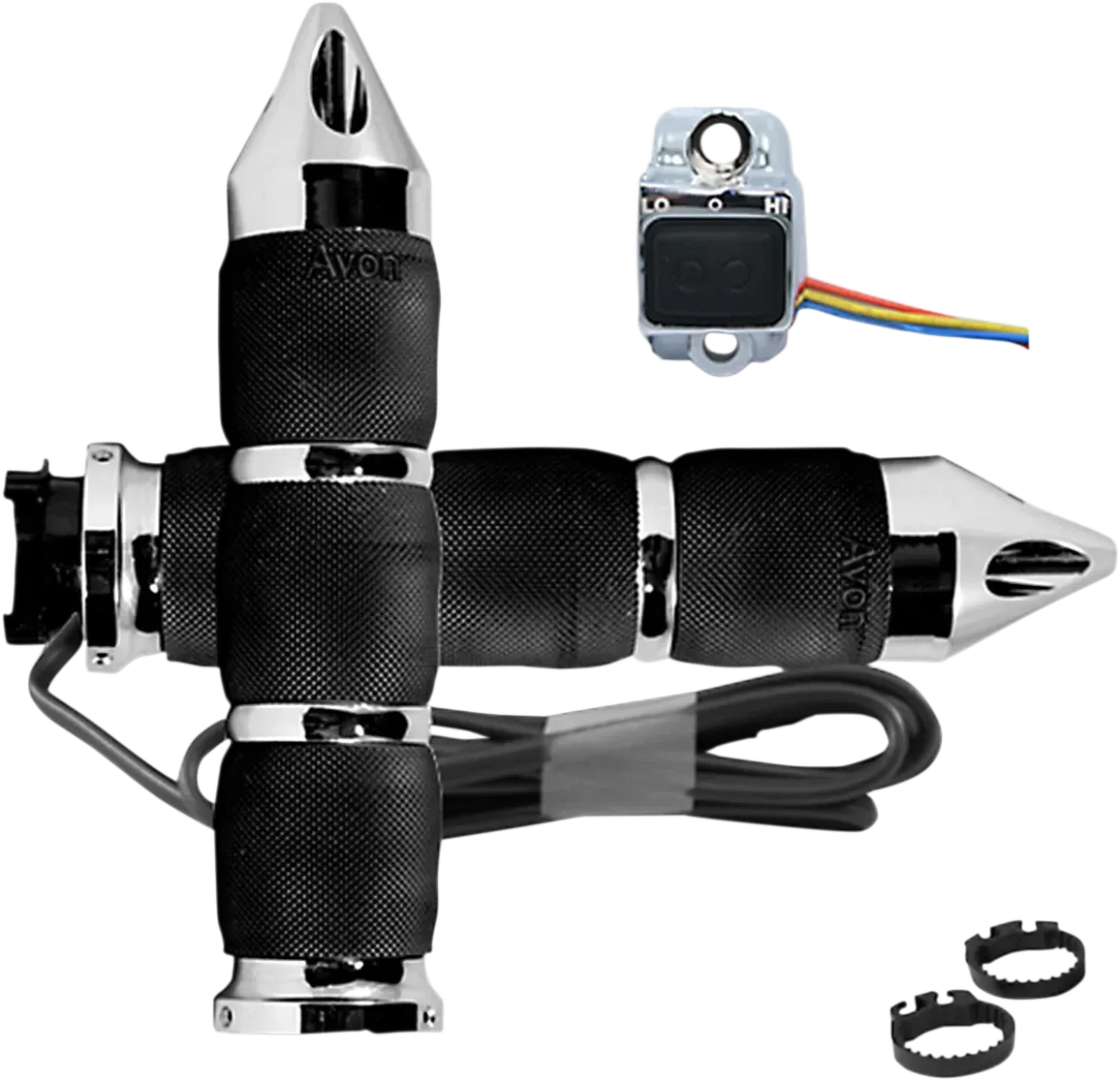 AVON GRIPS Heated Grips - Fits Air Cushion - Spike - Metric - Chrome