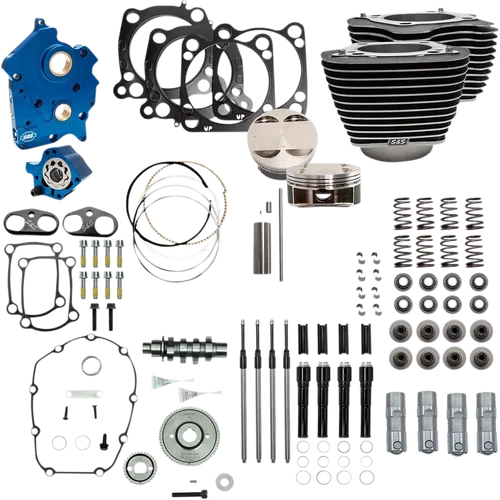 S&amp;S CYCLE Fits 124" Power Package - Gear Drive - Highlighted Fins - Black