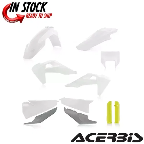 ACERBIS FULL PLASTIC FENDER KIT HUSQVARNA 20 WHT/YLW/GRY 20-2022 FE501 FE350