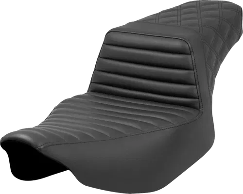 SADDLEMEN Step-Up Fits Seat - Front Tuck-n'-Roll/Rear Lattice Stitch - Black -