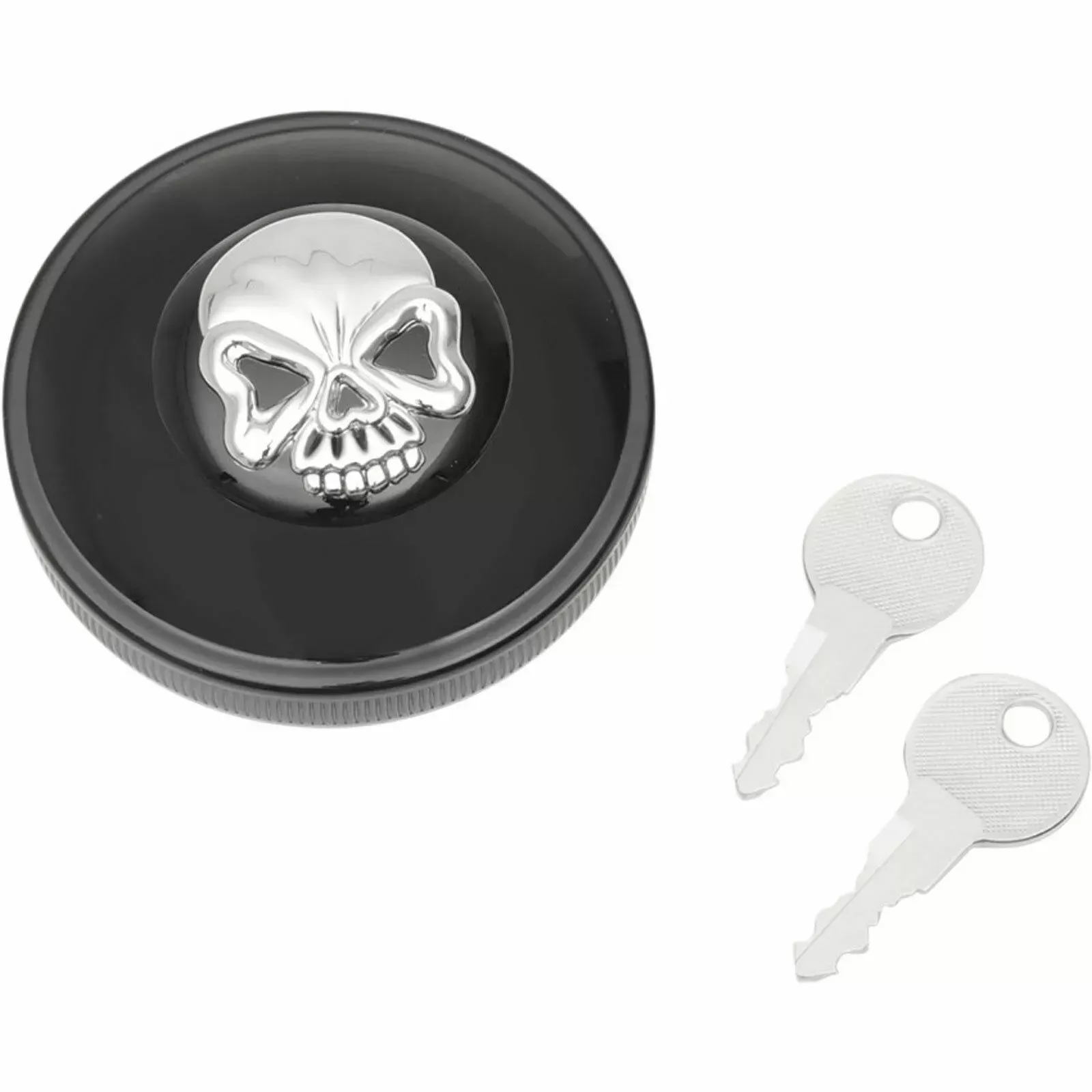 Drag Specialties Black Skull Vented Locking Gas Cap for 1996-2017 Harley