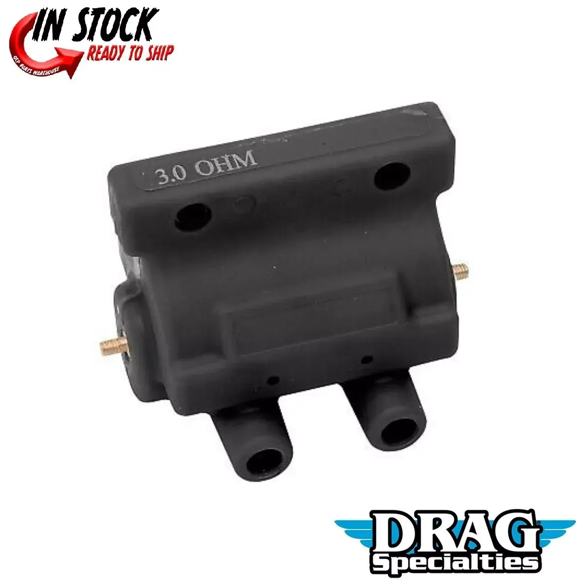 Drag Specialties 2102-0308 Black 3 Ohm Electronic Dual Fire Ignition Coil