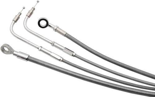 BURLY BRAND Complete Stainless Braided Handlebar Cable/Brake Line Kit - 16" Ape