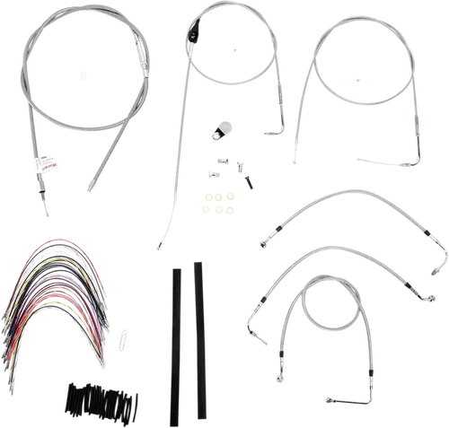BURLY BRAND Complete Stainless Braided Handlebar Cable/Brake Line Kit - 16" Ape
