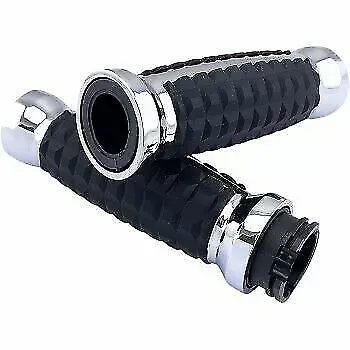 Chrome Grenade Hand Grips for Harley 1" Dual Cable Operated 0630-2639