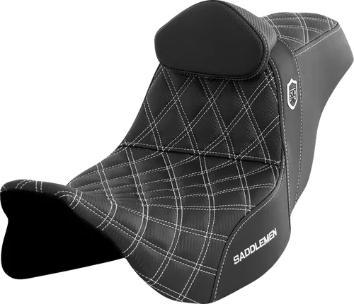 SADDLEMEN Pro Series SDC Performance Fits Seat - W/ Backrest - White Stitch -