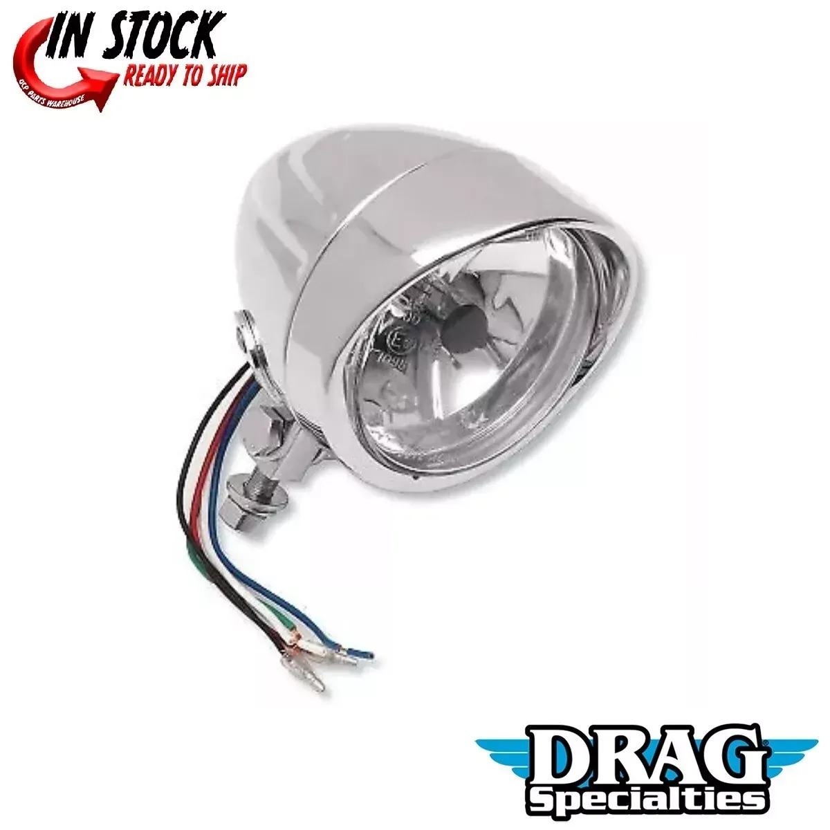 Drag Specialties 2001-0248 Chrome 4-1/2" Spotlights with Running Light SOLD EACH