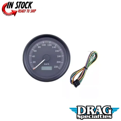 Drag Specialties 3-3/8" Programmable Electronic Speedometer KPH Custom Use
