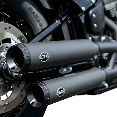 S&amp;S CYCLE Grand Fits National Race Mufflers For Softail - Black 550-0737