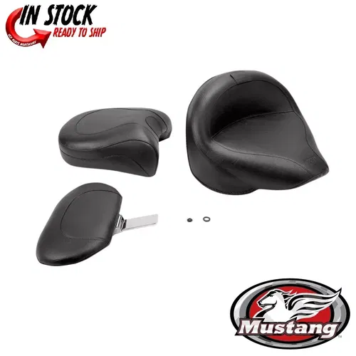 Mustang 2Piece Wide Tour Seat w/Driver Backrest Yamaha V-Star 1100 Custom 99-11