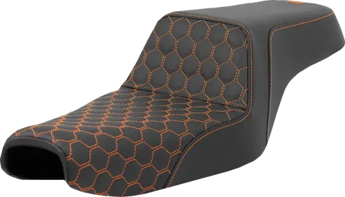 SADDLEMEN Step-Up Fits Seat - Honeycomb - Orange Stitching - 3.3 Gal Tank -