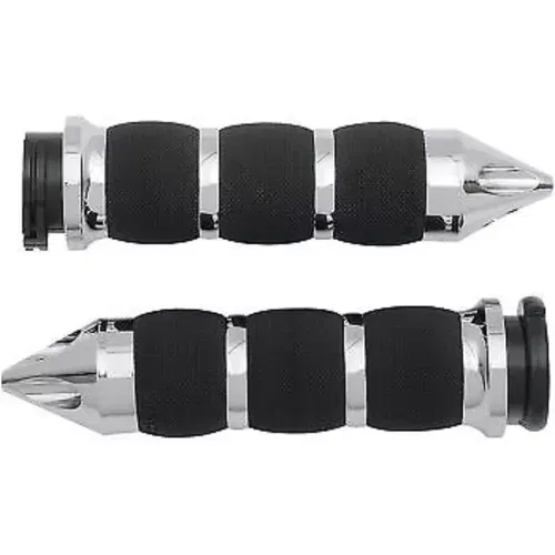 AVON AIR-90-CH-SPK Chrome Spike Air Cushioned Hand Grips for Cable Op Throttle