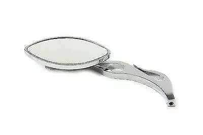 Druid Mirror Oval Style with Flame Billet Stem for Harley Davidson by V-Twin