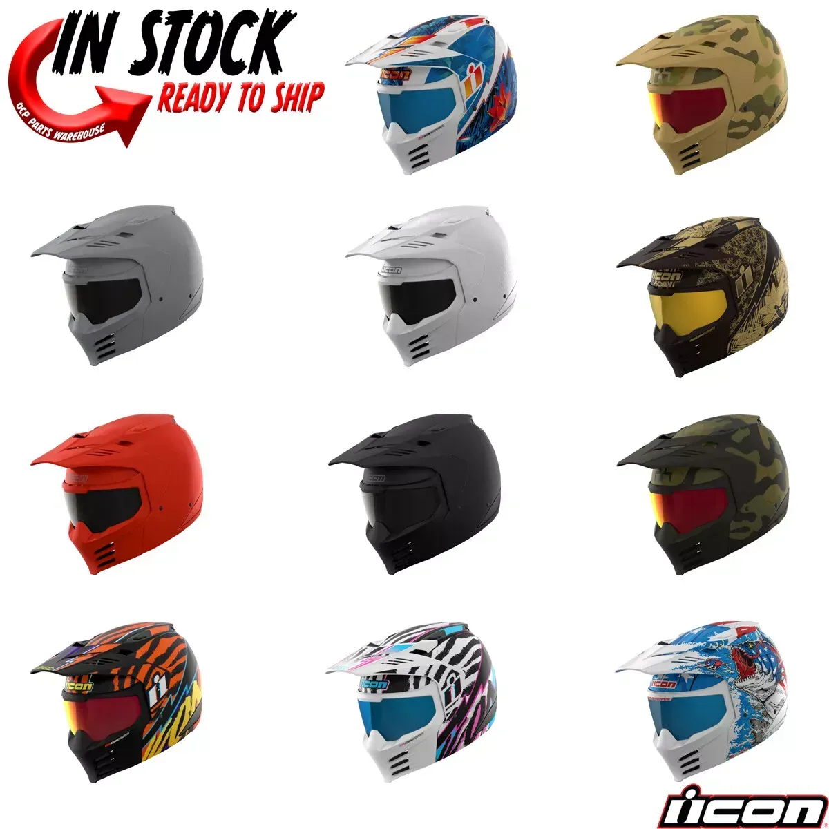 2024 ICON ELSINORE FULLFACE MUDULAR DUAL SPORT TOURING MOTORCYCLE HELMET