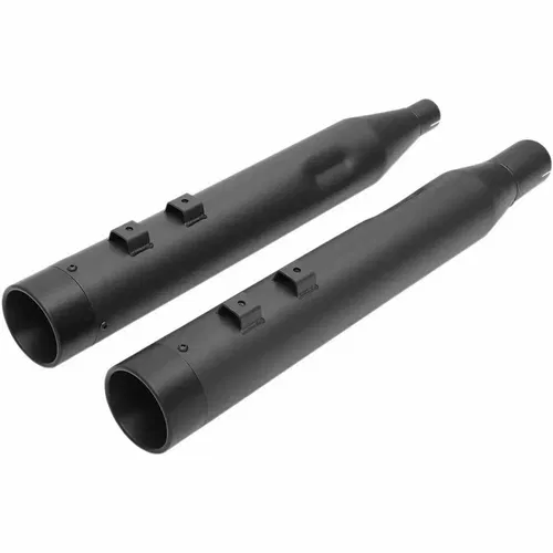 Drag Specialties Black 4" Slip-On Muffler Black End Caps 2017-19 Harley Touring