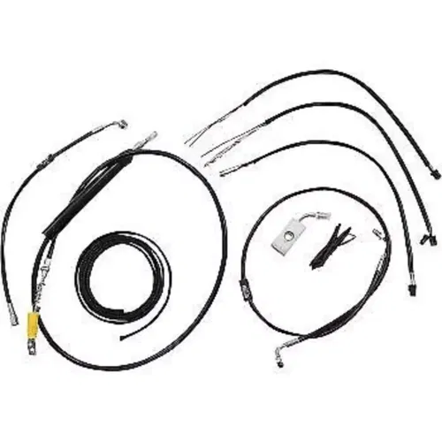 LA CHOPPERS LA-8155KT2-19B Complete Black Vinyl Braided Cable/Brake Line Kit