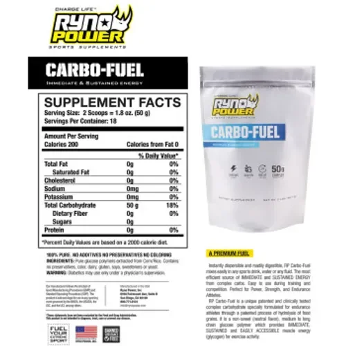 RYNO POWER Carbo-Fuel Stimulant-Free Drink Mix 2LB 20 Servings
