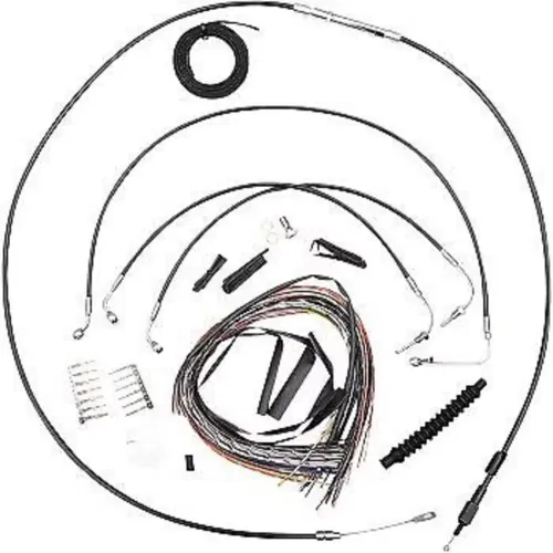 LA CHOPPERS LA-8155KT2-13B Black Vinyl Braided Handlebar Cable/Brake Kit 12-14"