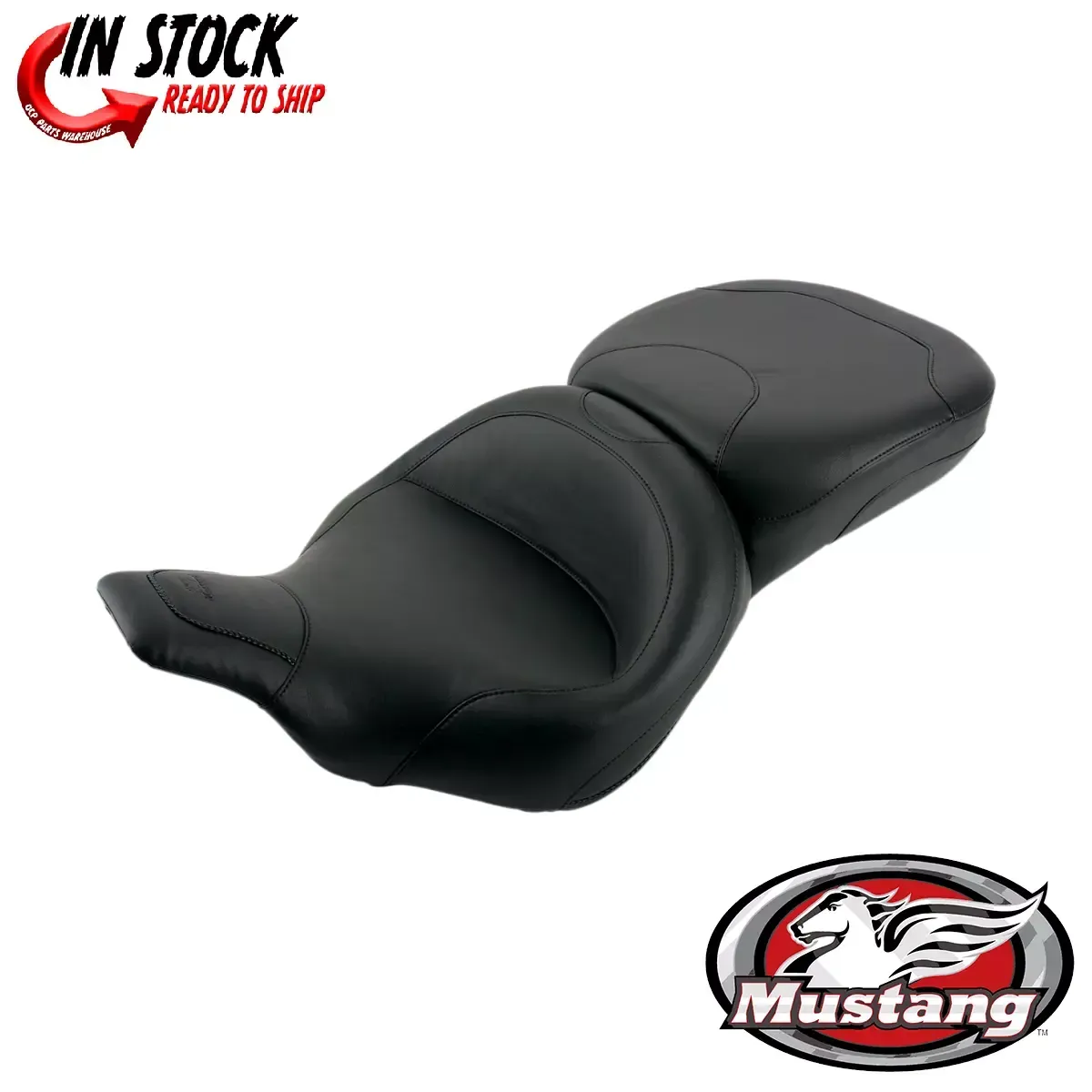 Mustang Standard Wide Smooth One Piece 2 Up Touring Seat 97-07 Harley FLHT FLTR