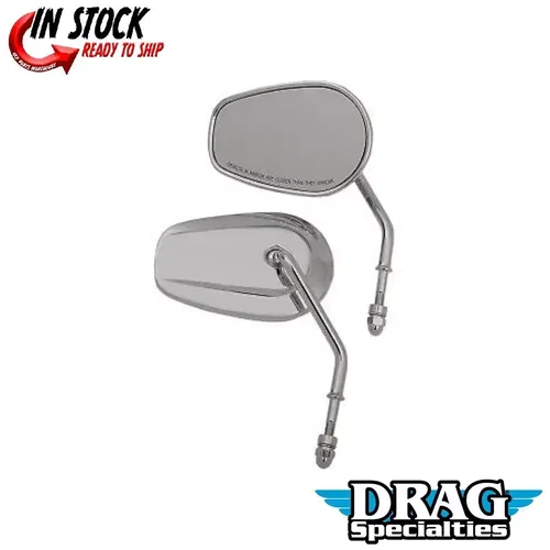 Chrome Short 4" Stem Stock Style Teardrop Mirrors for Harley Davidson 0640-1307