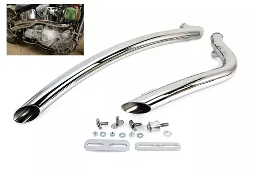 Curved Radius 2 inch Drag Pipe Set Chrome fits Harley Davidson 30-0009