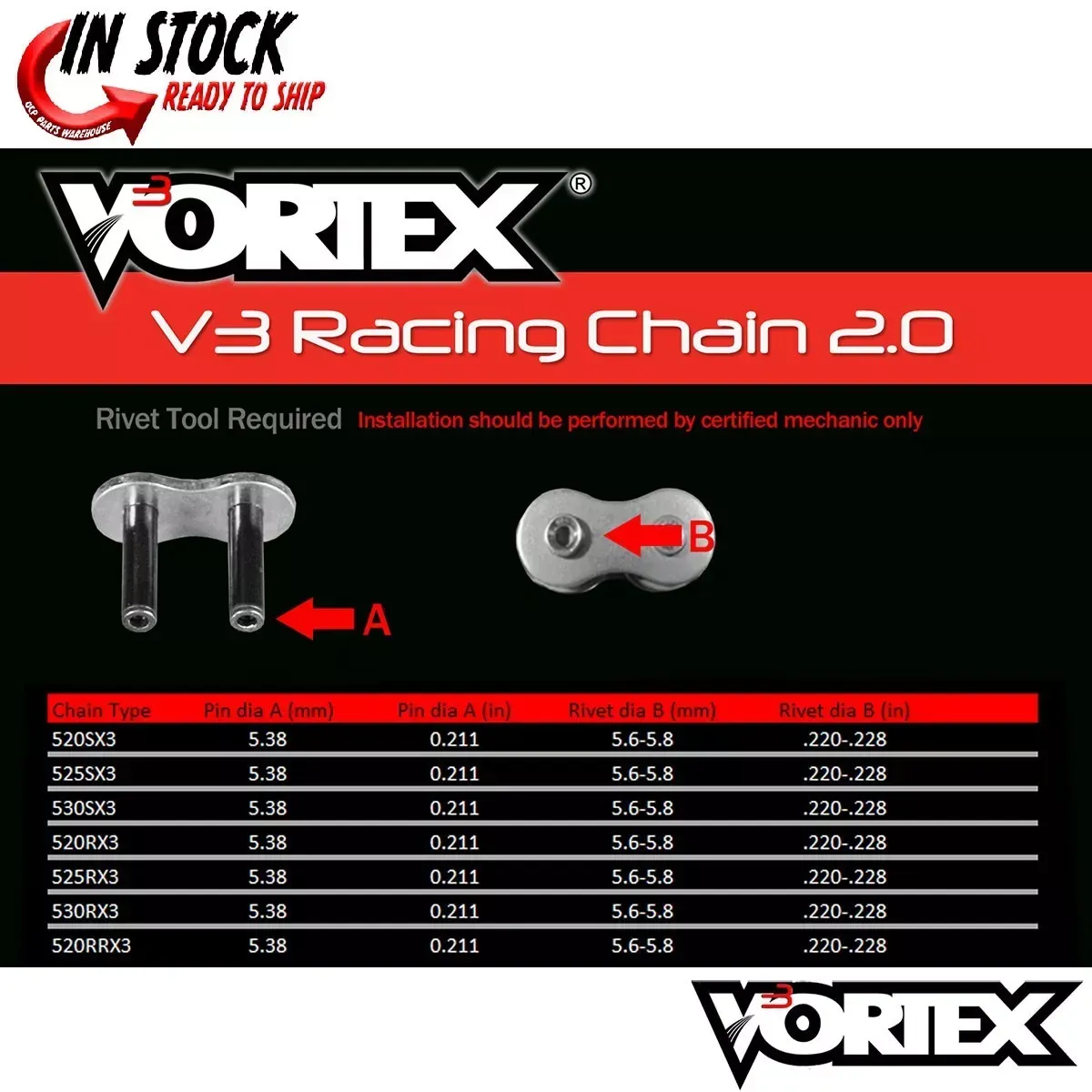 Kawasaki ZX600 ZX-6R 98-08 Vortex 520 Chain and Sprocket Kit