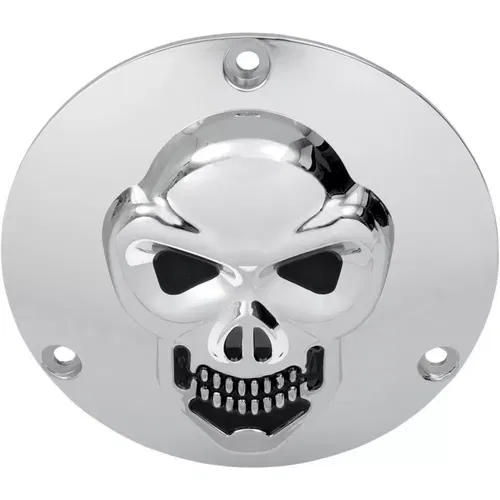 Drag Specialties Chrome 3-D Skull Derby Cover for Harley Big Twin 1970-1998