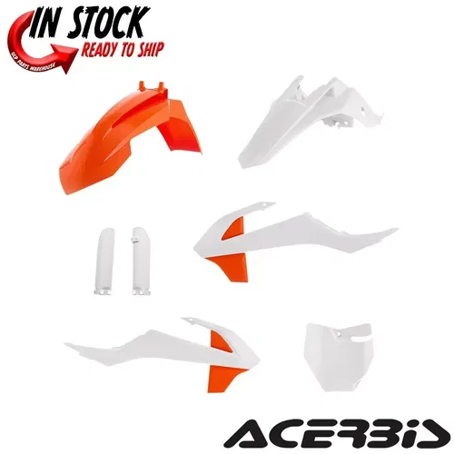 ACERBIS FULL PLASTIC FENDER KIT 21 ORANGE/WHITE 2019-23 KTM 65X 2791527118