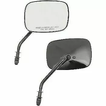 Drag Specialties Black Rectangular Short 4.5" Stem Convex Mirrors for Harley