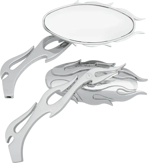 DRAG SPECIALTIES Mirrors - Flame - Side Fits View - Oval - Chrome - Pair 76826C