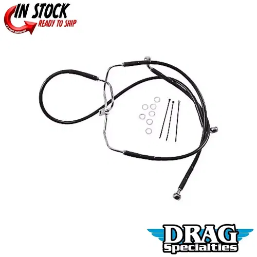 Drag Specialties 1741-2910 Extended Length Black Vinyl Front Brake Line Kit +8"