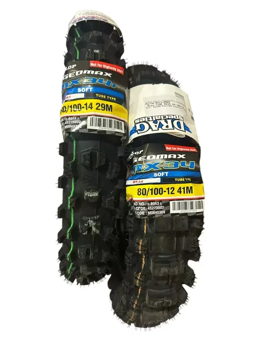 DUNLOP TIRE SET FRONT / REAR MX34 60/100-14 80/100-12 CRF110 KLX110 TTR110