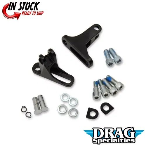 Drag Specialties Gloss Black Short Passenger Footpeg Mount Kit for Touring 93-22