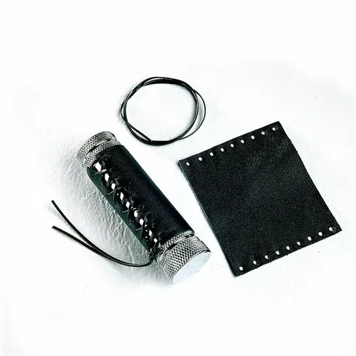 Drag Specialties Black Leather Grip Cover with Laces - Fits 1" Grips - Pair