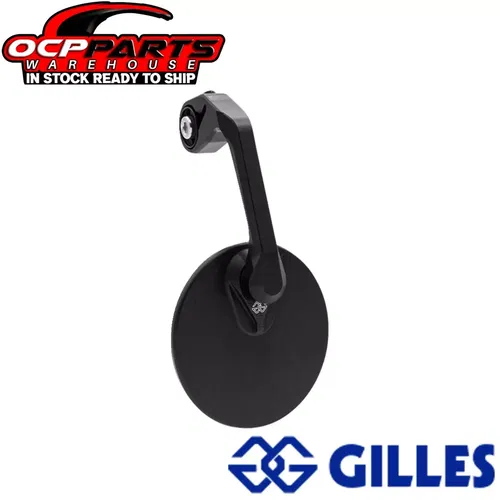 NEW! Gilles Tooling Black Round Moon Side View Mirror - Sold Individually