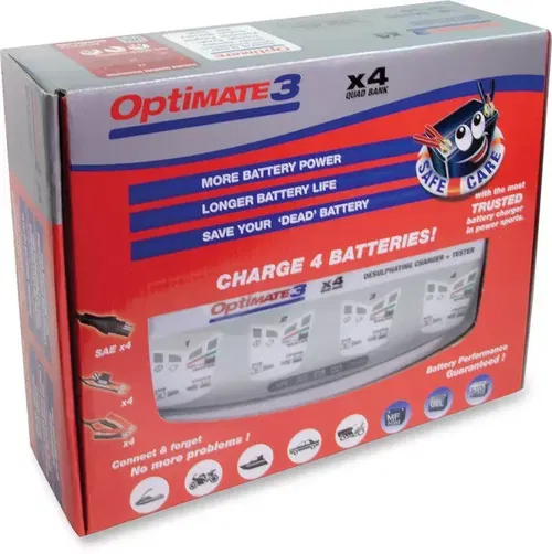TecMate OptiMate 3 Battery Charger-Tester-Maintainer 4 Bank 7-Step 12V TM455