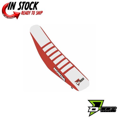 D'COR Seat Cover Red/White, Red Ribs Honda CRF250R 14-17 CRF450R 13-16