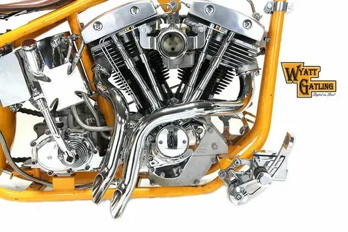 Chrome Wyatt Gatling Down Draft Drag Pipes for Harley Davidson by V-Twin