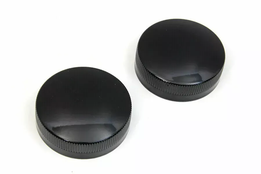 Replica Eaton Style Gas Cap Set Vented Black for Harley Davidson by V-Twin
