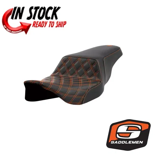 SADDLEMEN STEP UP FRONT LATTICE ORANGE GEL LATTICE STITCH  08-23 HARLEY TOURING