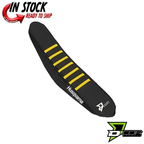 D'COR Seat Cover Black, Yellow Ribs Husqvarna TC FC 125-450 2019-2021