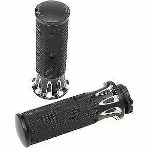 Arlen Ness Fusion Hand GripsGrips Black Deep Cut for Harley Cable Op 0630-1034