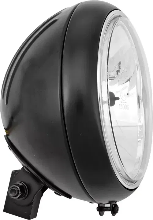 HARDDRIVE 7in. Grooved Headlight - Bottom Mount Black 12v 60/55w H4  820-0310B