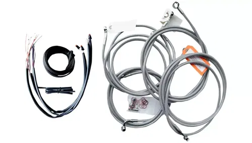 Complete Stainles Braided Handlebar Cable Kit 12-14 Ape ABS Harley Touring 14-15