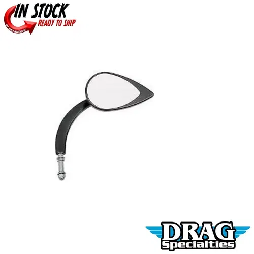Drag Specialties Black Long Stem Teardrop Mirror (SOLD EACH) for Harley