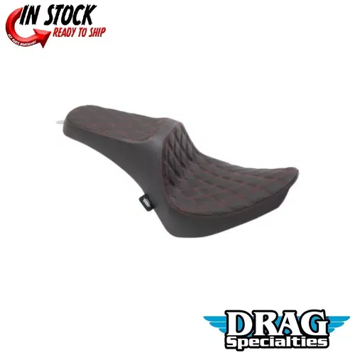 Drag Specialties Predator III Seat Red Double Diamond Stitch 0802-1361