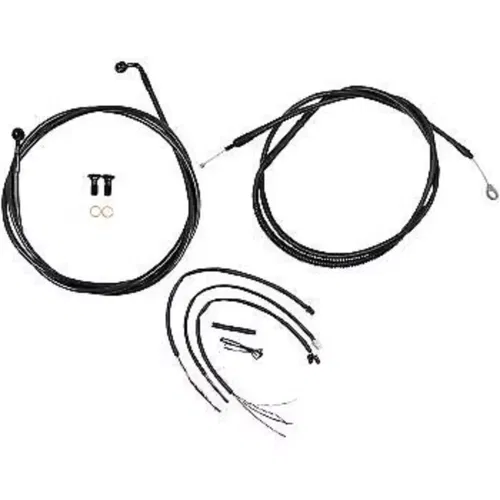 LA CHOPPERS LA-8153KT2-13M Black Midnight Braided Handlebar Cable/Brake Line Kit