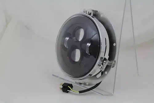 7" LED Headlamp Assembly Gloss Black for Harley Davidson by V-Twin