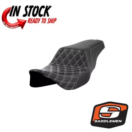 SADDLEMEN STEP UP FRONT LATTICE WHITE GEL LATTICE STITCH  08-23 HARLEY TOURING