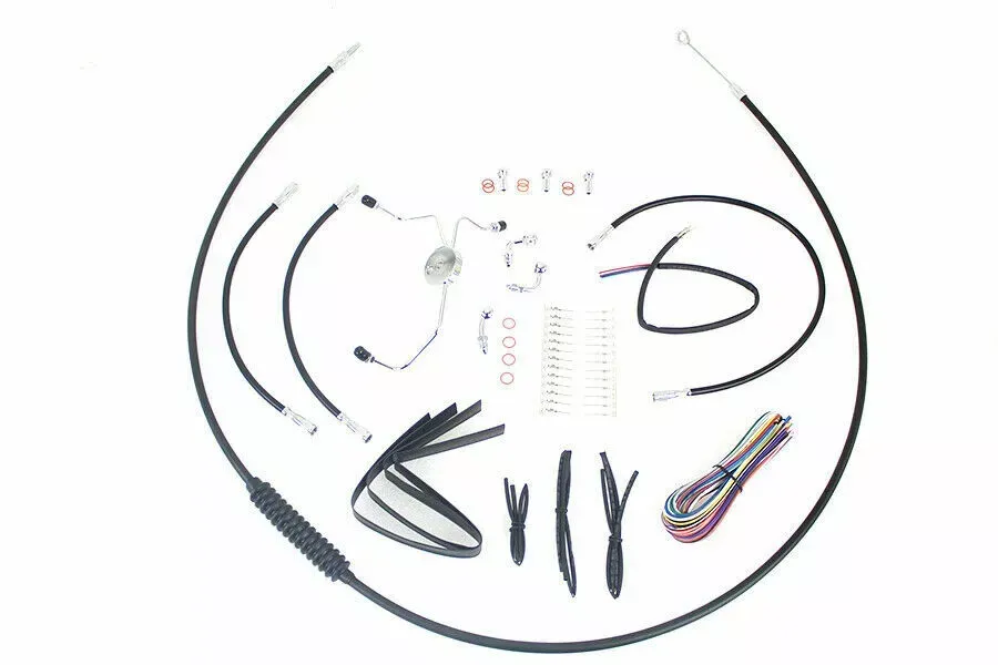 14" Handlebar Cable and Brake Line Kit for Harley Davidson motorcycles by V-Twin